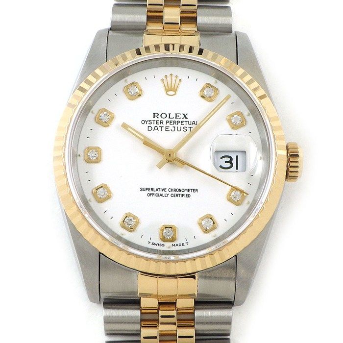 Rolex Watch Datejust S Number 10 Points Diamond Index White Dial Date 18k
