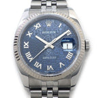 Rolex Watch Datejust No Roulett Blue Computer Dial Roman Index Date 18k White