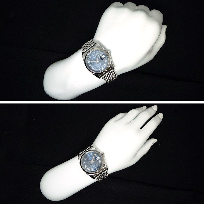 Rolex Watch Datejust No Roulett Blue Computer Dial Roman Index Date 18k White — view 8