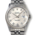 Rolex Watch Datejust T Number 10 Points Diamond Index Silver Sunray Dial Date