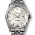 Rolex Watch Datejust T Number 10 Points Diamond Index Silver Sunray Dial Date
