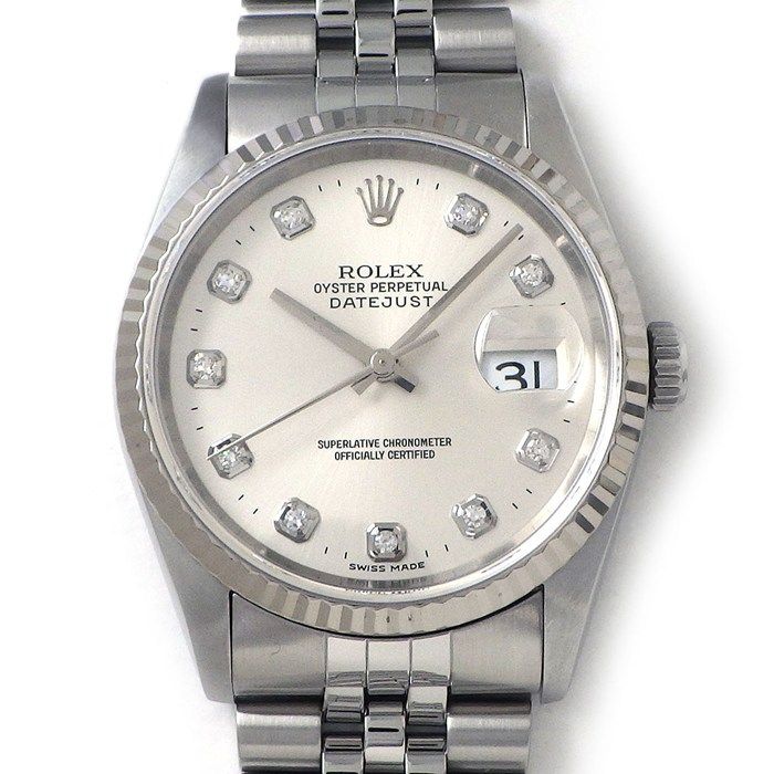 Rolex Watch Datejust T Number 10 Points Diamond Index Silver Sunray Dial Date