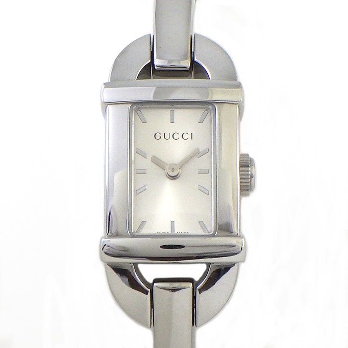 Gucci Watch Bangle Horsebit Sunray Silver Dial SS Quartz Analog