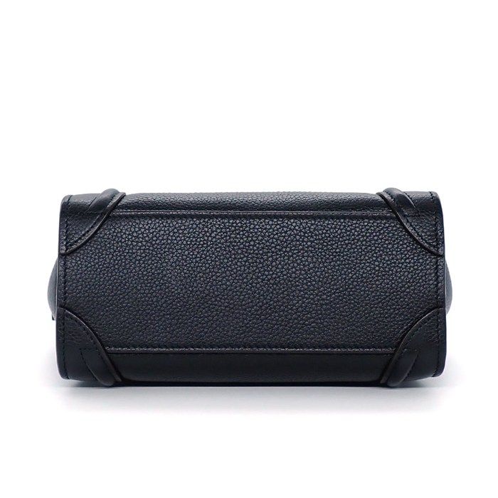 Celine Shoulder Bag Luggage Nano Black Drummed Calfskin Silver — view 4