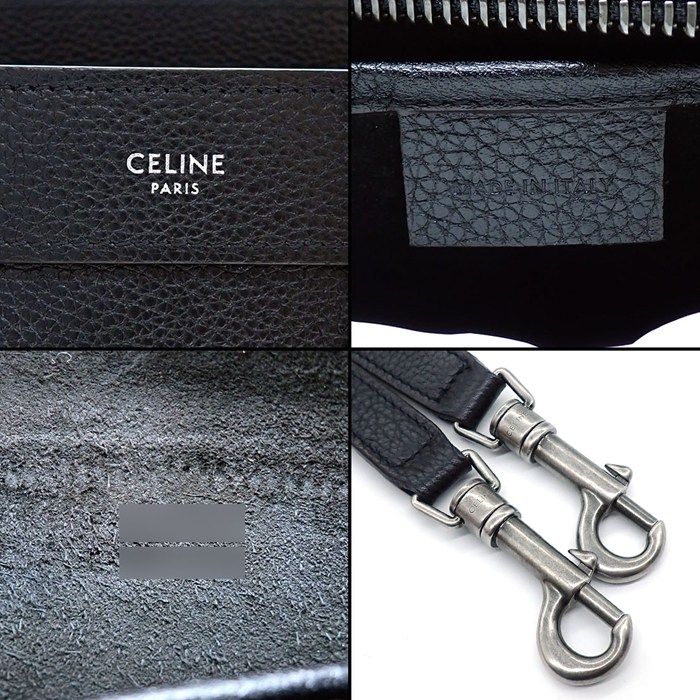 Celine Shoulder Bag Luggage Nano Black Drummed Calfskin Silver — view 7