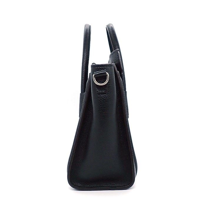 Celine Shoulder Bag Luggage Nano Black Drummed Calfskin Silver — view 3