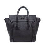 Celine Shoulder Bag Luggage Nano Black Drummed Calfskin Silver — view 2