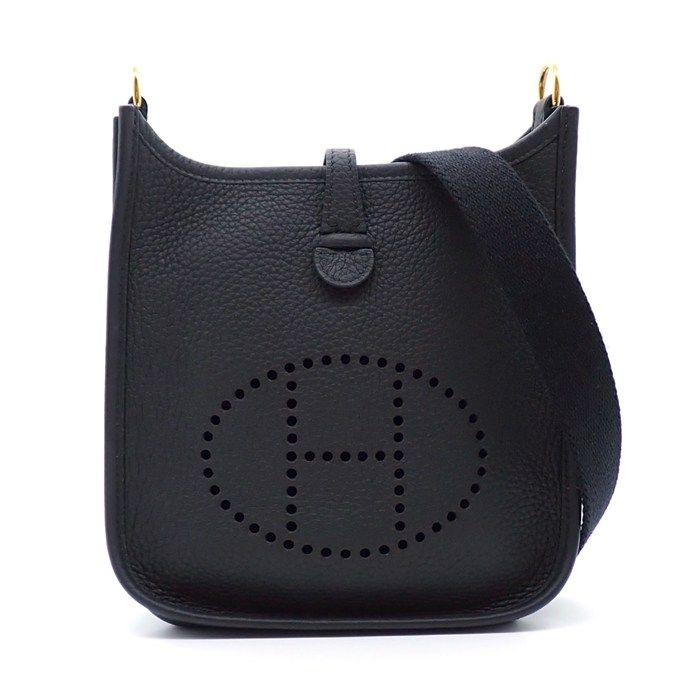 Hermes Shoulder Bag Evelyne TPM Amazone Black Taurillon Clemence Gold