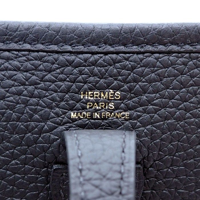 Hermes Shoulder Bag Evelyne TPM Amazone Black Taurillon Clemence Gold — view 6