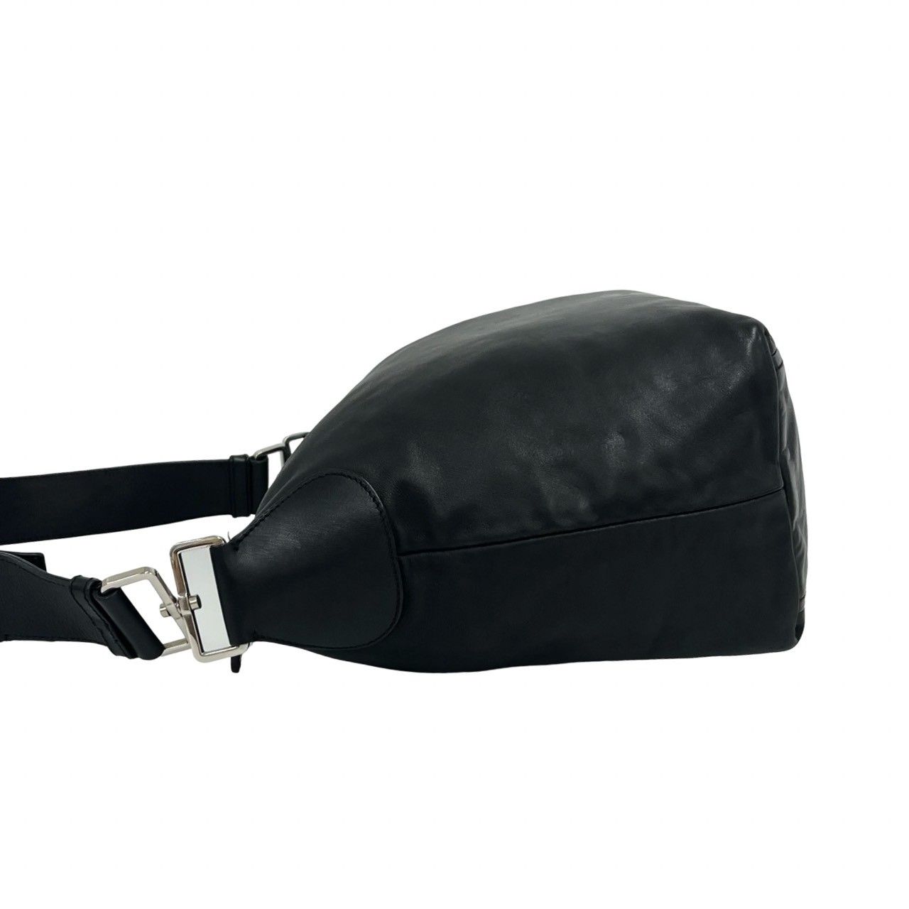 Prada Log Leather Shoulder Bag Tote Black — view 5