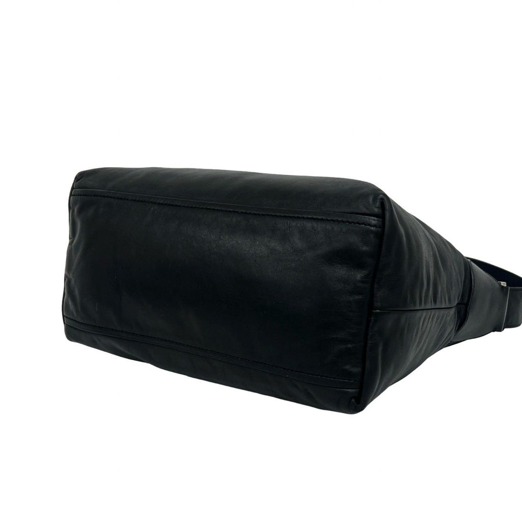Prada Log Leather Shoulder Bag Tote Black — view 8