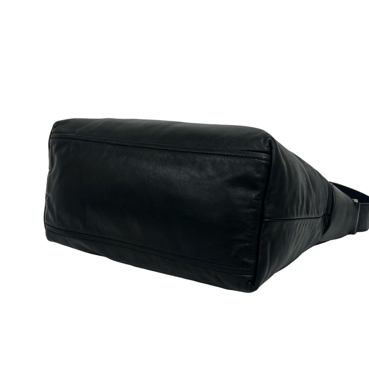 Prada Log Leather Shoulder Bag Tote Black — view 8