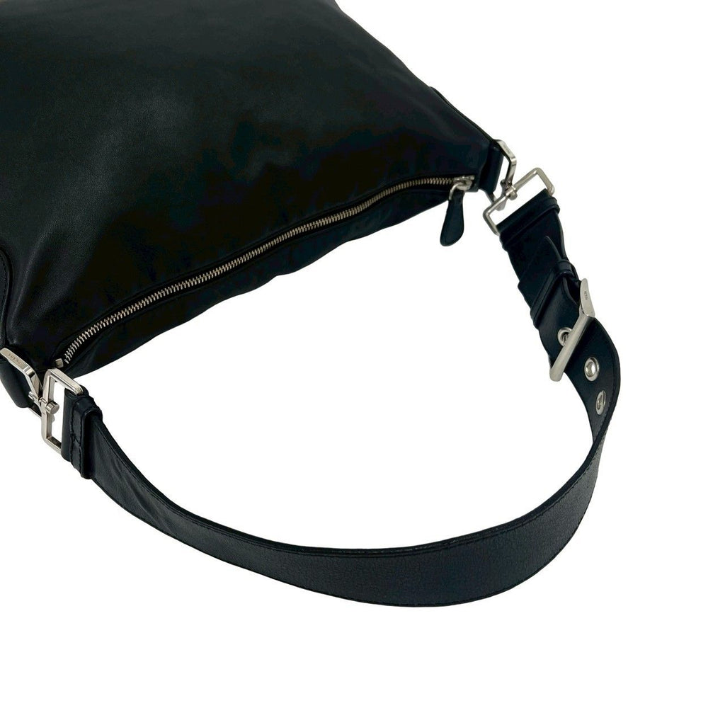 Prada Log Leather Shoulder Bag Tote Black — view 4
