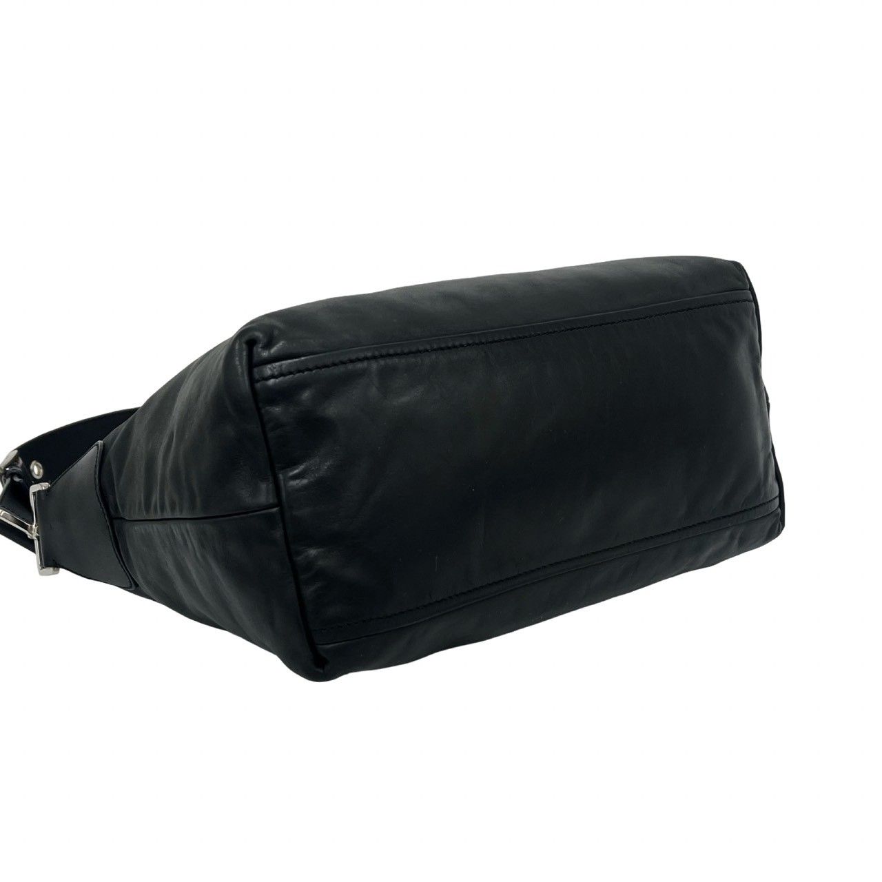 Prada Log Leather Shoulder Bag Tote Black — view 7