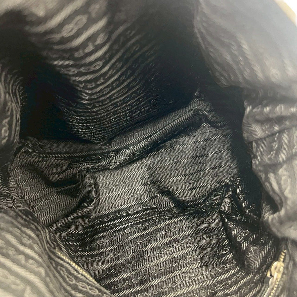Prada Log Leather Shoulder Bag Tote Black — view 9