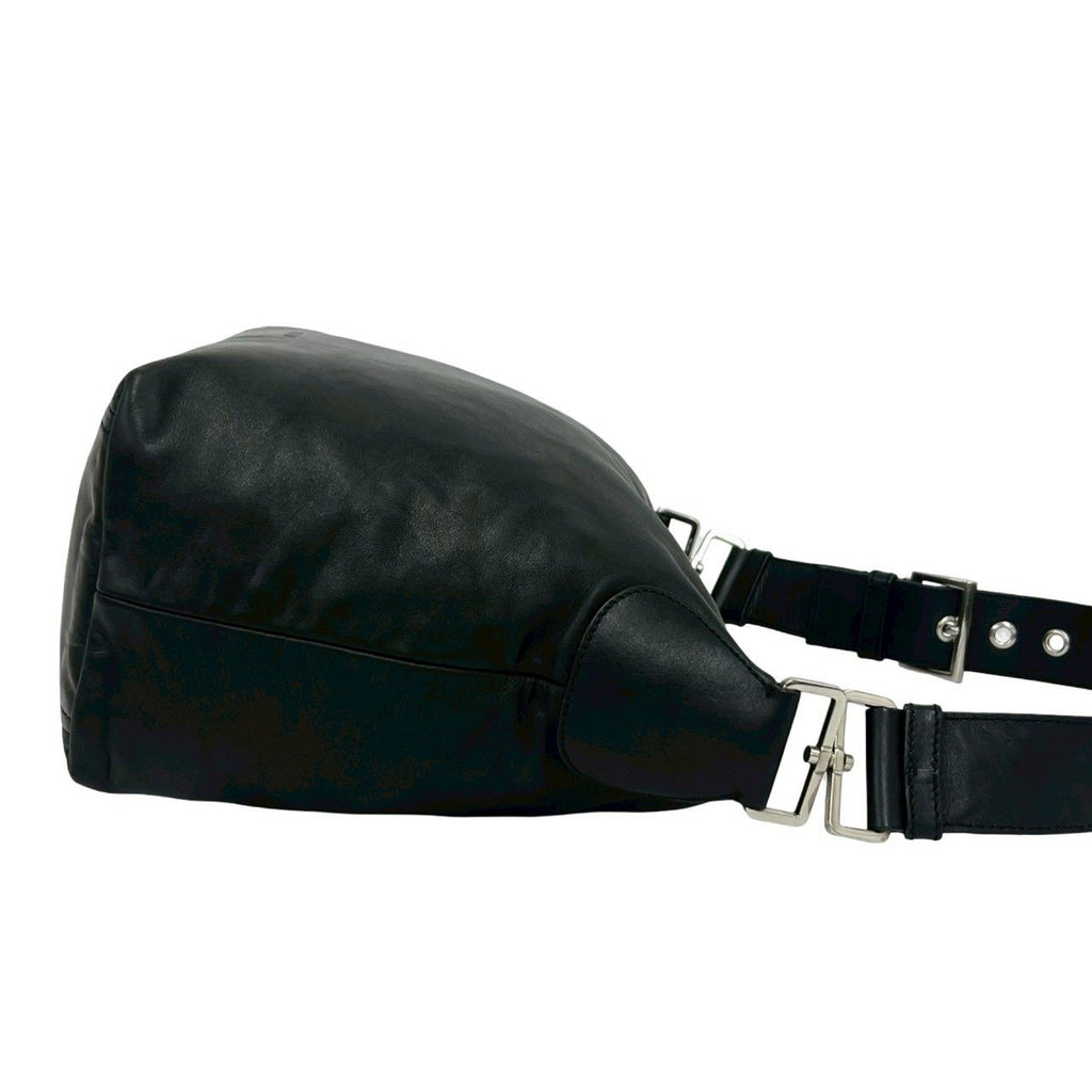 Prada Log Leather Shoulder Bag Tote Black — view 6