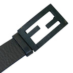 Fendi FF Logo Buckle Belt Leather Gray Practical — view 2
