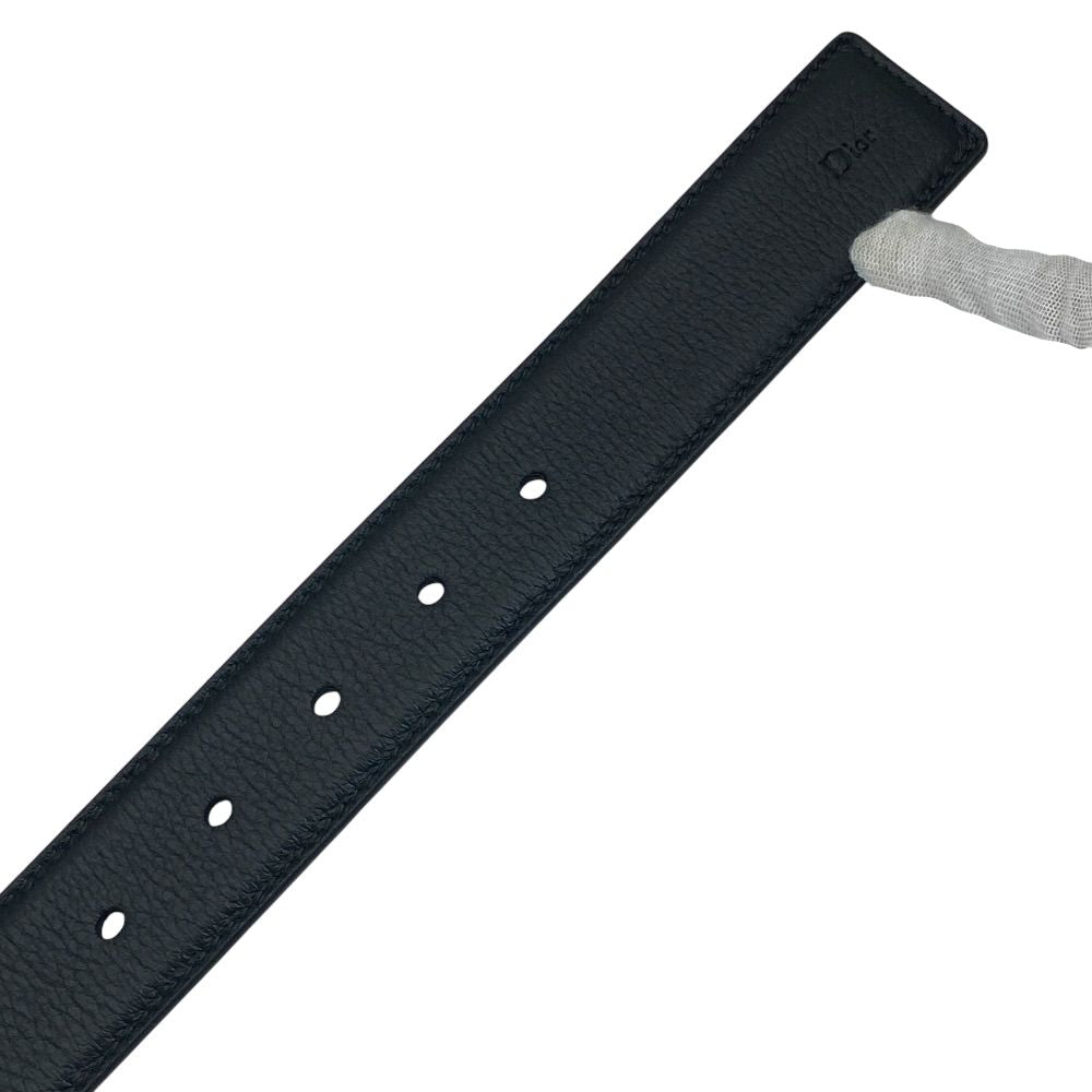 Dior Logo Buckle Belt Leather Black Daily Practical — view 9