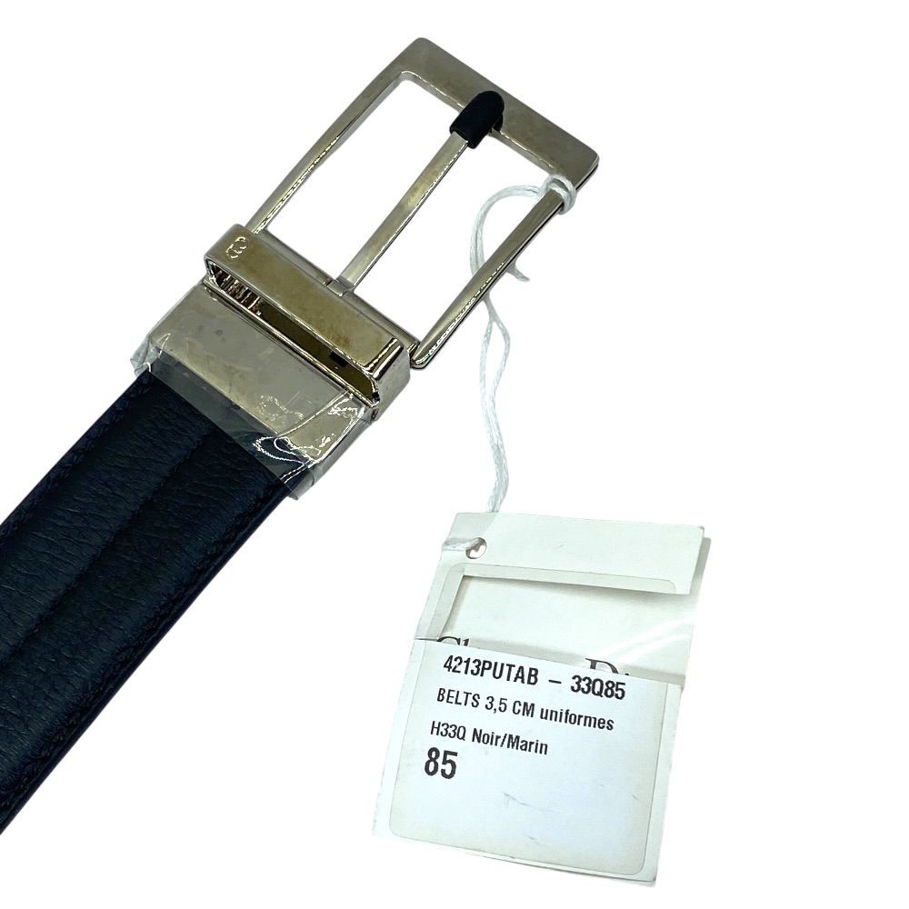 Dior Logo Buckle Belt Leather Black Daily Practical — view 2