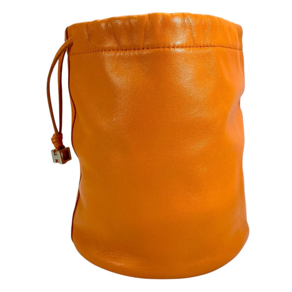 Hermes Cage Ruby Ash Line Drawstring Pouch Leather Orange Daily Going — view 2