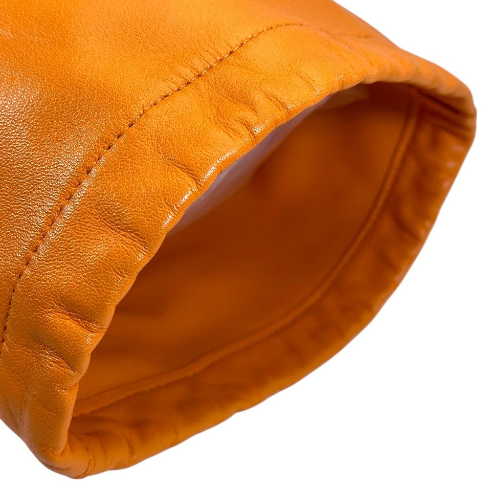 Hermes Cage Ruby Ash Line Drawstring Pouch Leather Orange Daily Going — view 5