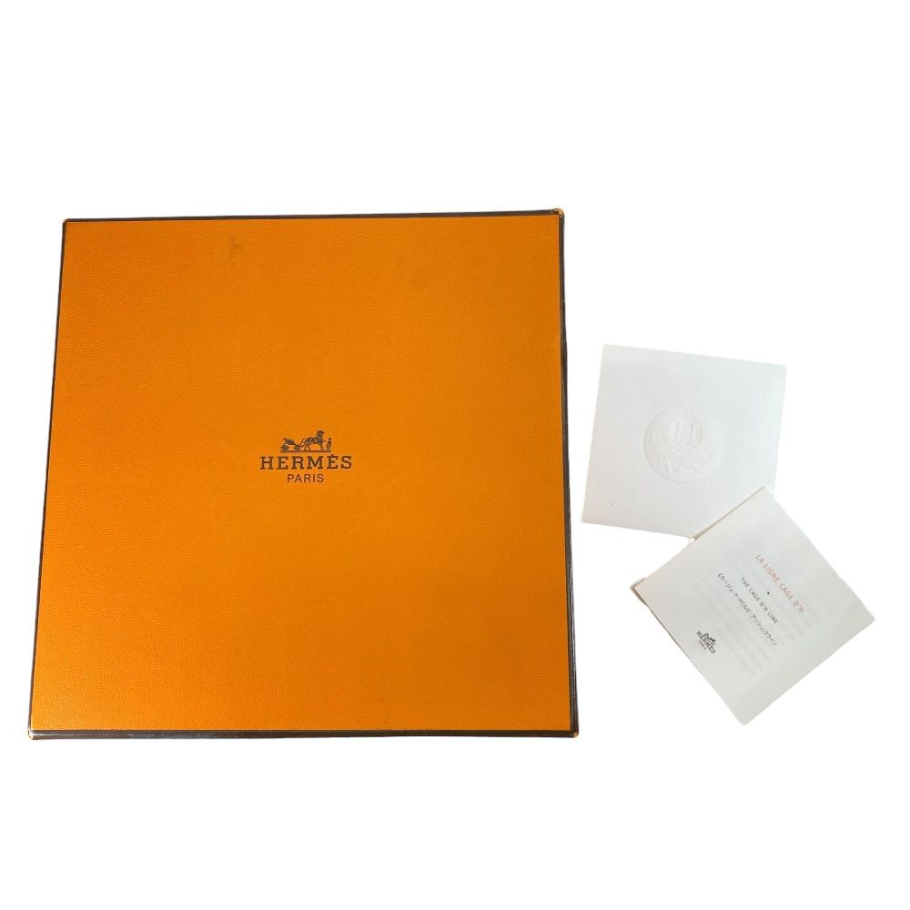 Hermes Cage Ruby Ash Line Drawstring Pouch Leather Orange Daily Going — view 8