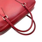 Prada Business Briefcase Handbag Triangle Logo Saffiano Leather Red Document — view 5