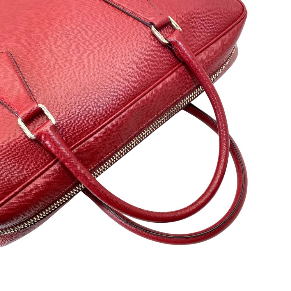 Prada Business Briefcase Handbag Triangle Logo Saffiano Leather Red Document — view 5