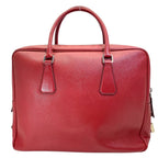 Prada Business Briefcase Handbag Triangle Logo Saffiano Leather Red Document — view 2