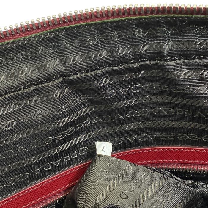 Prada Business Briefcase Handbag Triangle Logo Saffiano Leather Red Document — view 8