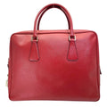 Prada Business Briefcase Handbag Triangle Logo Saffiano Leather Red Document