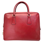 Prada Business Briefcase Handbag Triangle Logo Saffiano Leather Red Document