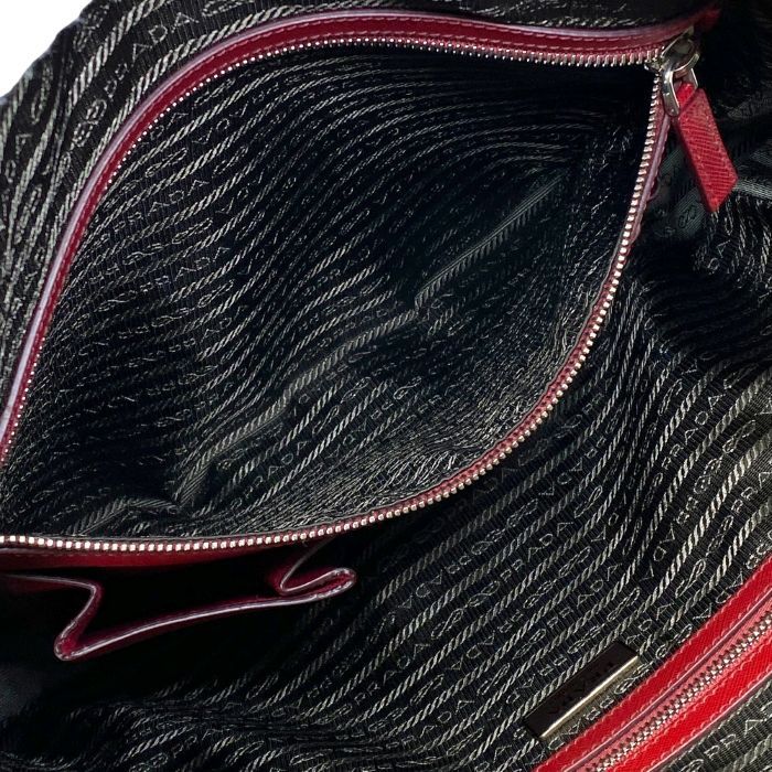 Prada Business Briefcase Handbag Triangle Logo Saffiano Leather Red Document — view 9