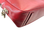 Prada Business Briefcase Handbag Triangle Logo Saffiano Leather Red Document — view 4