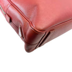 Prada Business Briefcase Handbag Triangle Logo Saffiano Leather Red Document — view 4