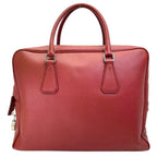 Prada Business Briefcase Handbag Triangle Logo Saffiano Leather Red Document — view 2