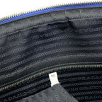 Prada Business Briefcase Handbag Triangle Logo Saffiano Leather Blue Document — view 6
