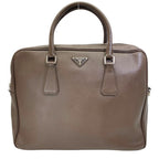 Prada Triangle Logo Business Briefcase Handbag Saffiano Leather