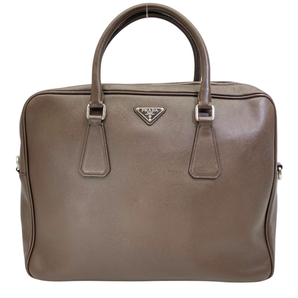 Prada Triangle Logo Business Briefcase Handbag Saffiano Leather