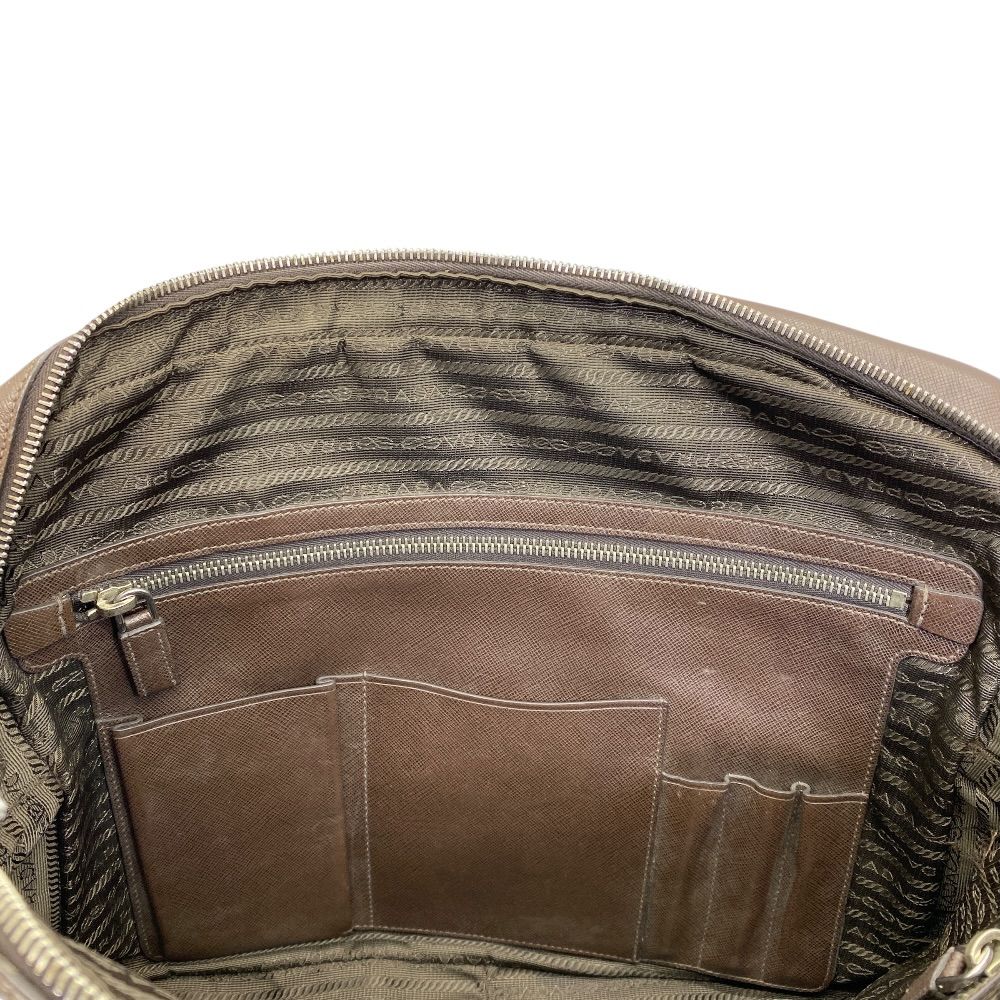 Prada Triangle Logo Business Briefcase Handbag Saffiano Leather — view 9