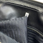 Prada Business Briefcase Handbag Logo Saffiano Leather Black Red Document — view 9