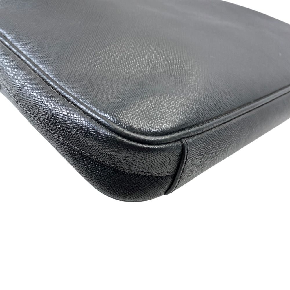 Prada Business Briefcase Handbag Logo Saffiano Leather Black Red Document — view 4