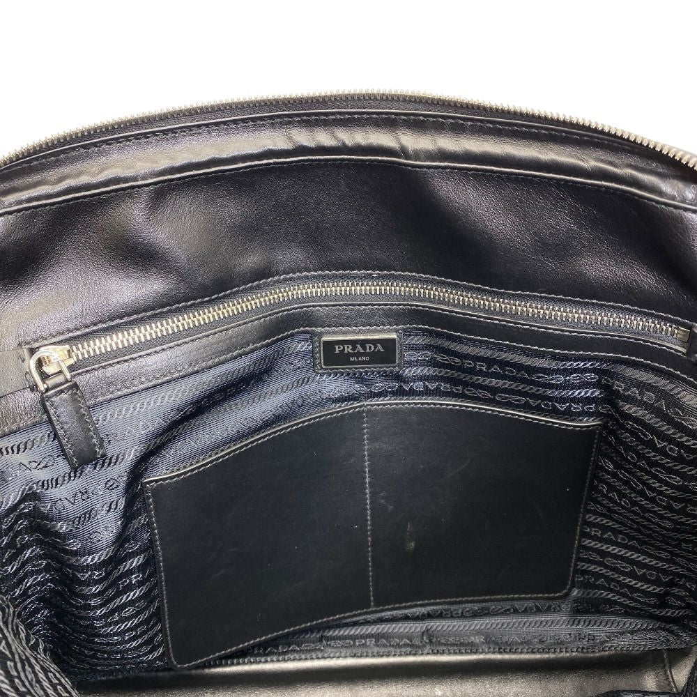 Prada Business Briefcase Handbag Logo Saffiano Leather Black Red Document — view 8