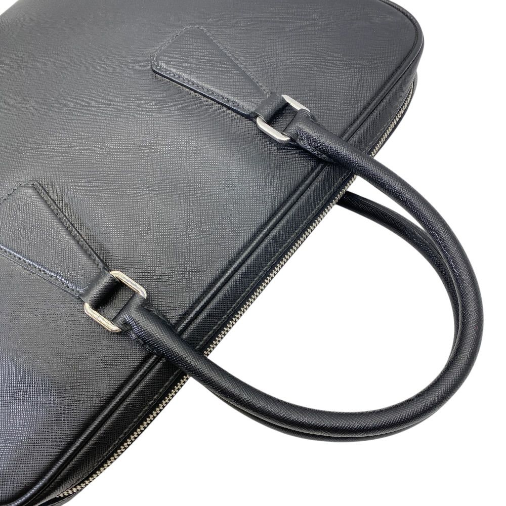 Prada Business Briefcase Handbag Logo Saffiano Leather Black Red Document — view 5