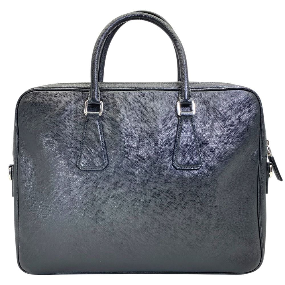 Prada Business Briefcase Handbag Logo Saffiano Leather Black Red Document — view 2