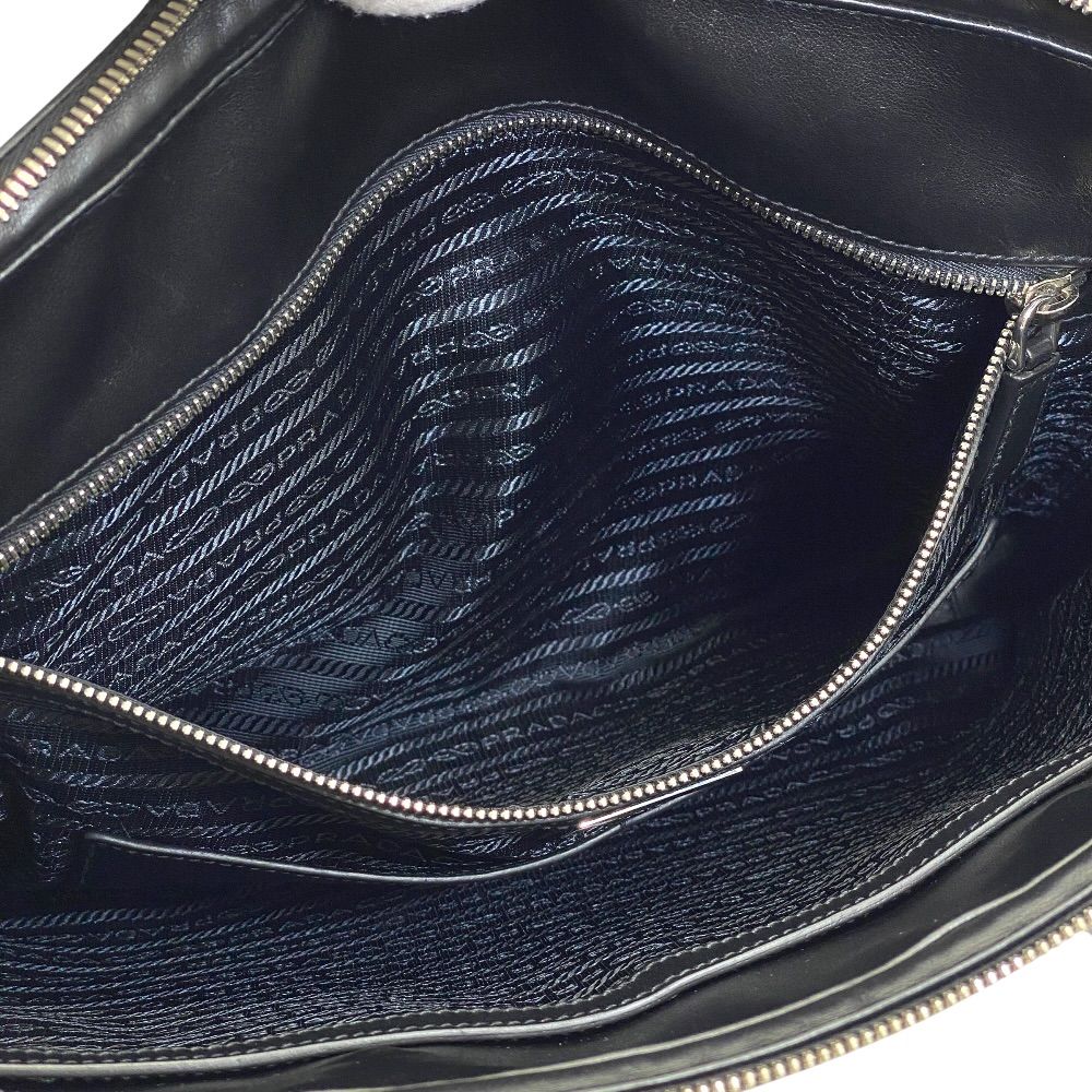 Prada Business Briefcase Handbag Logo Saffiano Leather Black Red Document — view 6