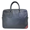 Prada Business Briefcase Handbag Logo Saffiano Leather Black Red Document