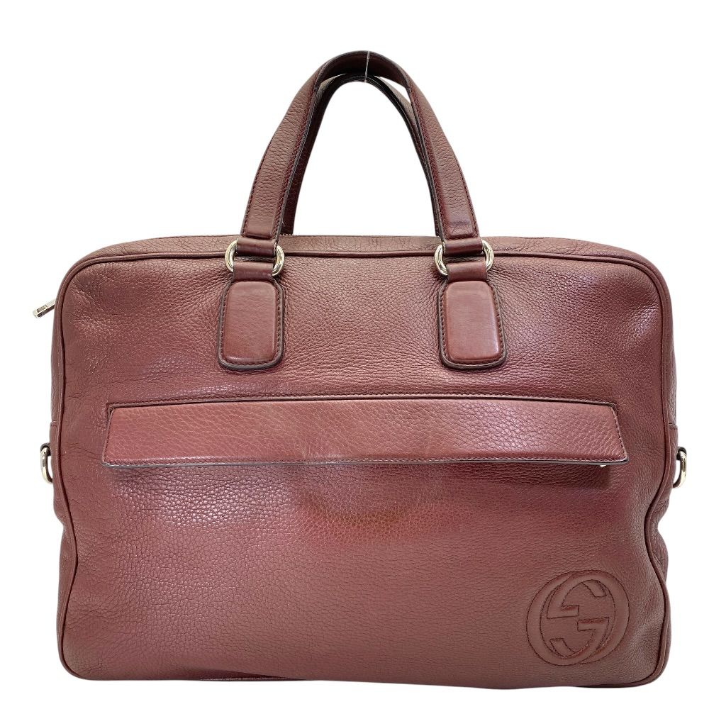 Gucci Soho Business Briefcase Handbag Interlocking Leather Bordeaux Document