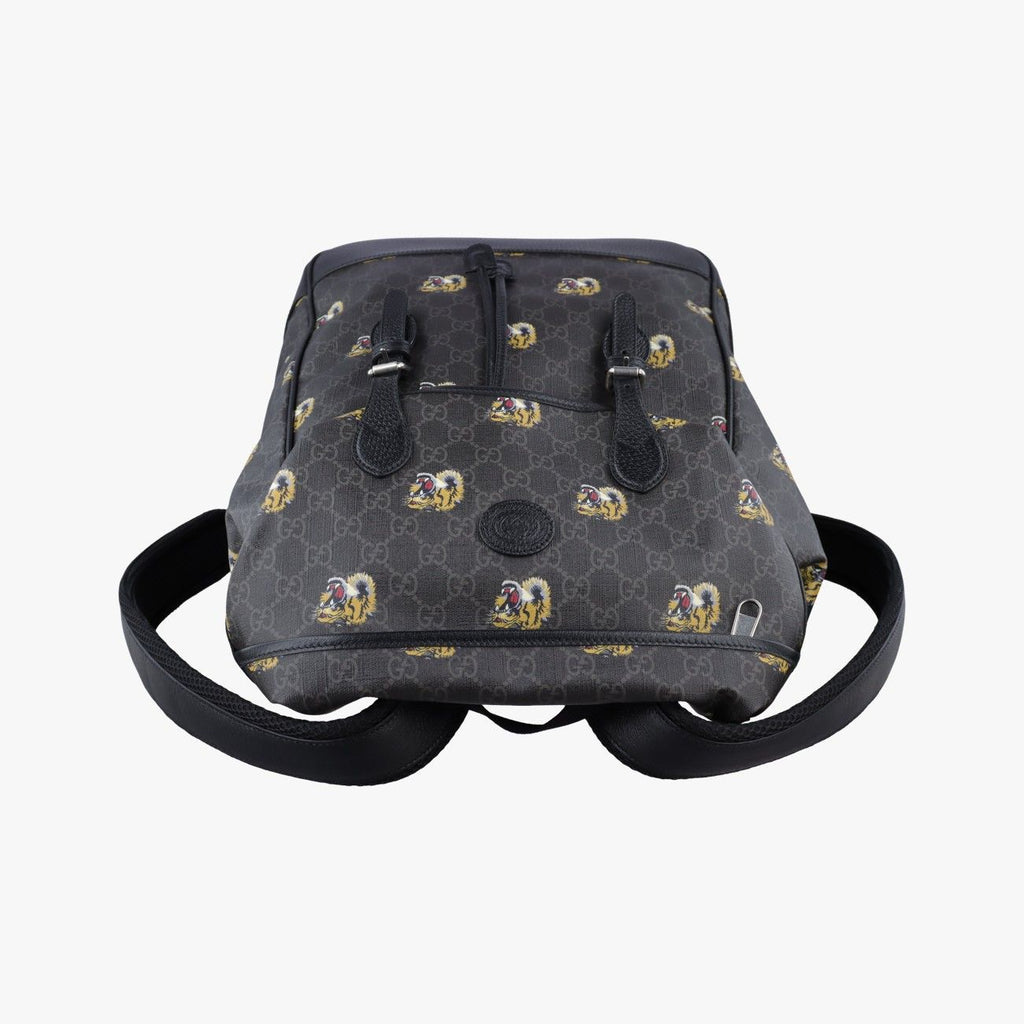 Gucci Interlocking Black GG Supreme Canvas Leather Backpack — view 8
