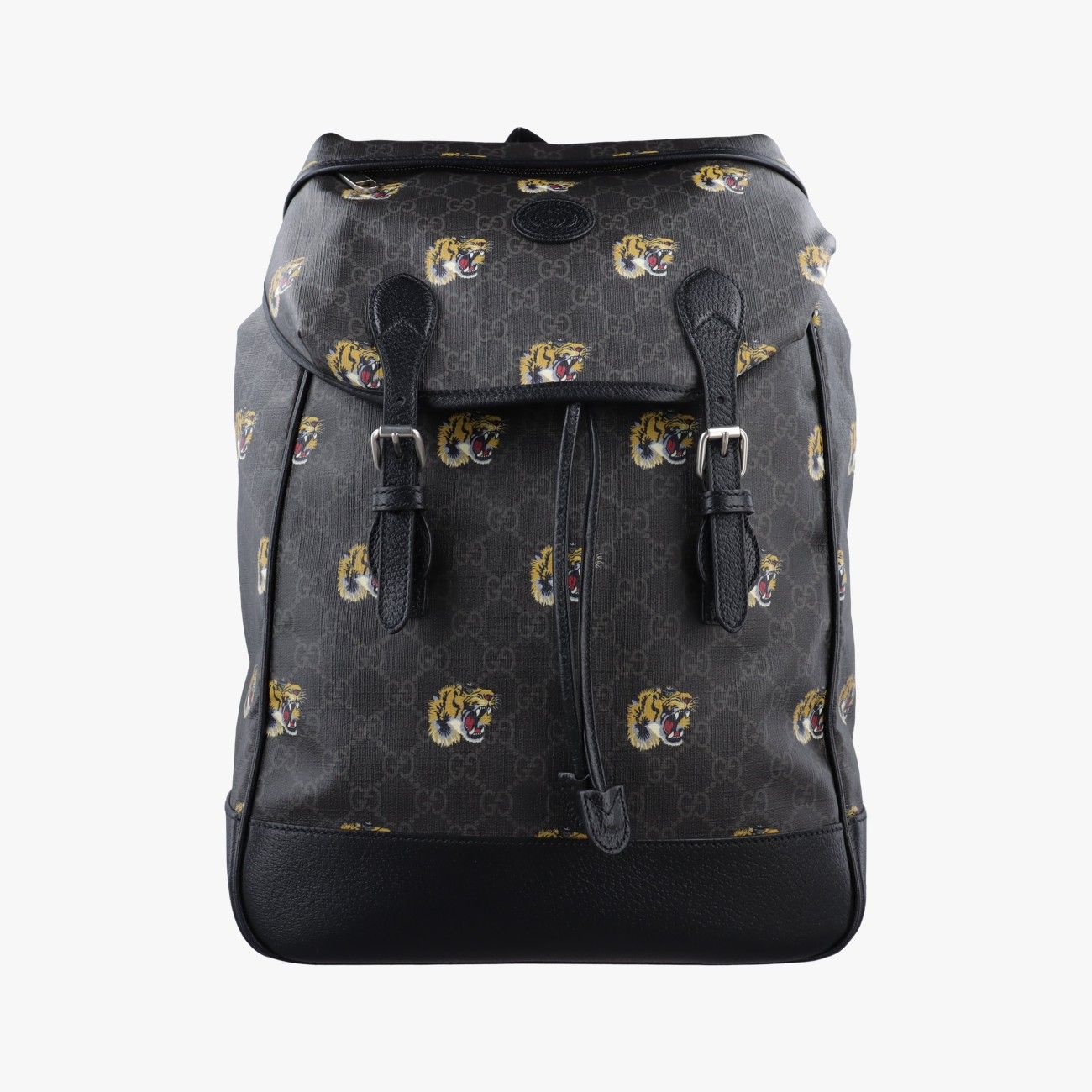 Gucci Interlocking Black GG Supreme Canvas Leather Backpack